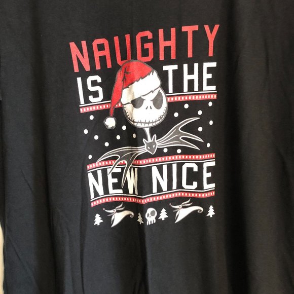 Disney Port & Co Black Shirt Jack Skelton "Naughty Is The New Nice" Womens Sz XL - Picture 3 of 9